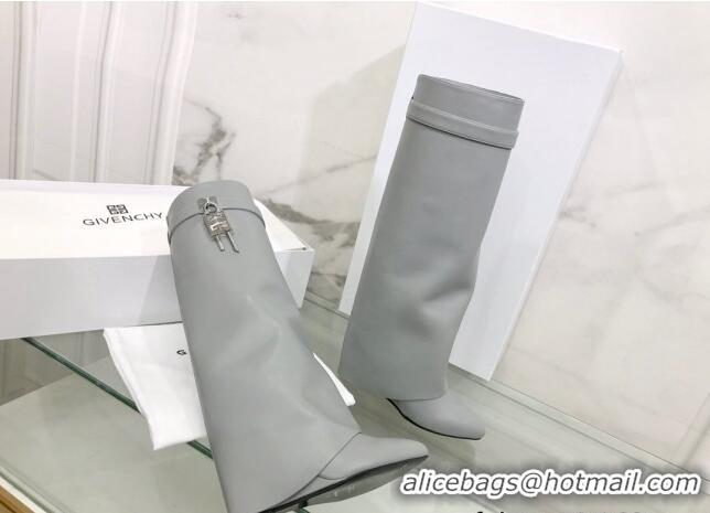 Good Quality Givenchy Shark Lock Pant Boots in Smooth Box Calfskin Leather 130051 Grey