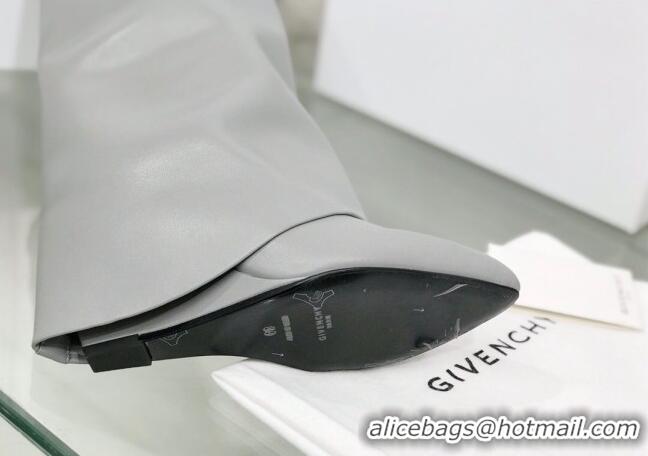 Good Quality Givenchy Shark Lock Pant Boots in Smooth Box Calfskin Leather 130051 Grey