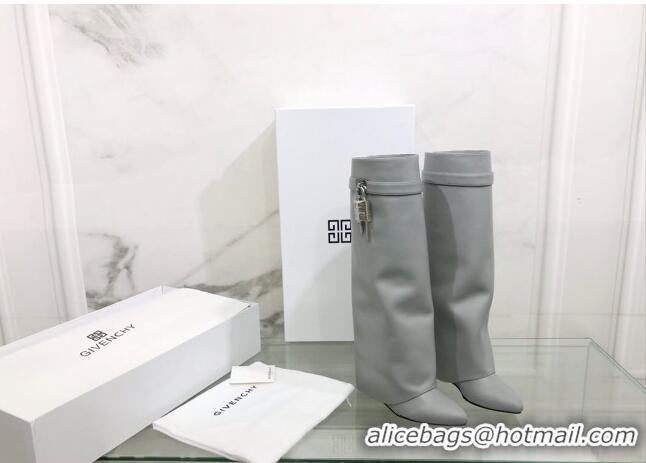 Good Quality Givenchy Shark Lock Pant Boots in Smooth Box Calfskin Leather 130051 Grey