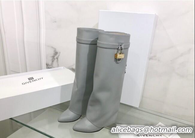 Good Quality Givenchy Shark Lock Pant Boots in Smooth Box Calfskin Leather 130051 Grey