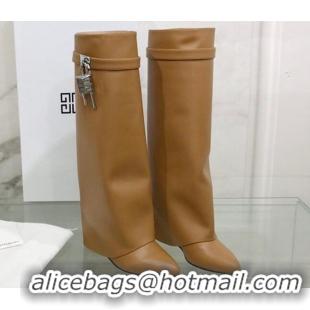 Purchase Givenchy Shark Lock Pant Boots in Smooth Box Calfskin Leather 130051 Brown