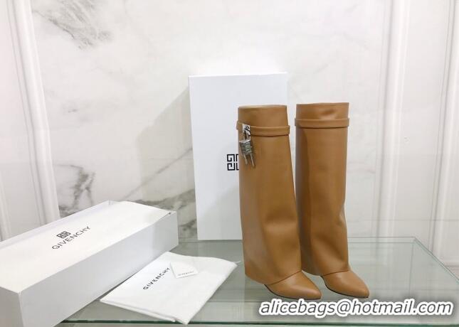 Purchase Givenchy Shark Lock Pant Boots in Smooth Box Calfskin Leather 130051 Brown