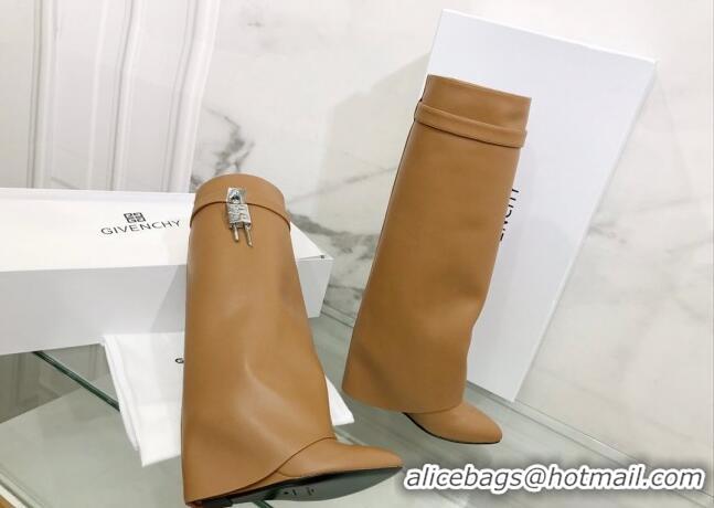 Purchase Givenchy Shark Lock Pant Boots in Smooth Box Calfskin Leather 130051 Brown