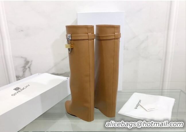 Purchase Givenchy Shark Lock Pant Boots in Smooth Box Calfskin Leather 130051 Brown