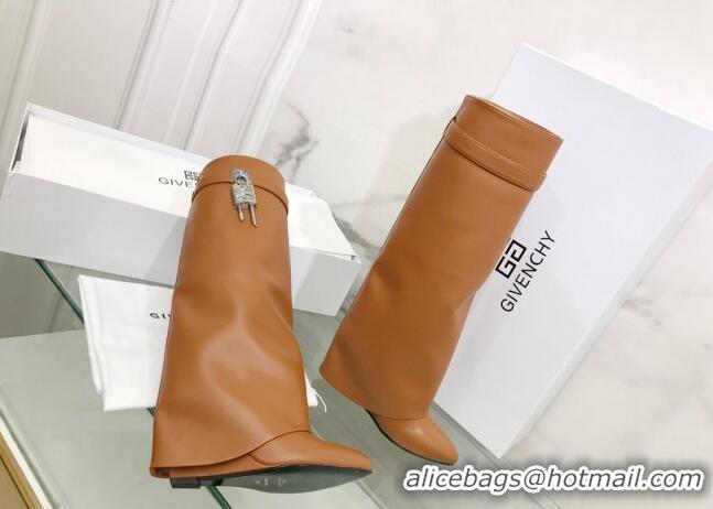 Grade Quality Givenchy Shark Lock Pant Boots in Smooth Box Calfskin Leather 130052 Brown