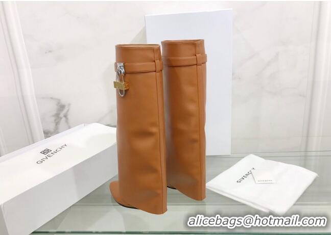 Grade Quality Givenchy Shark Lock Pant Boots in Smooth Box Calfskin Leather 130052 Brown