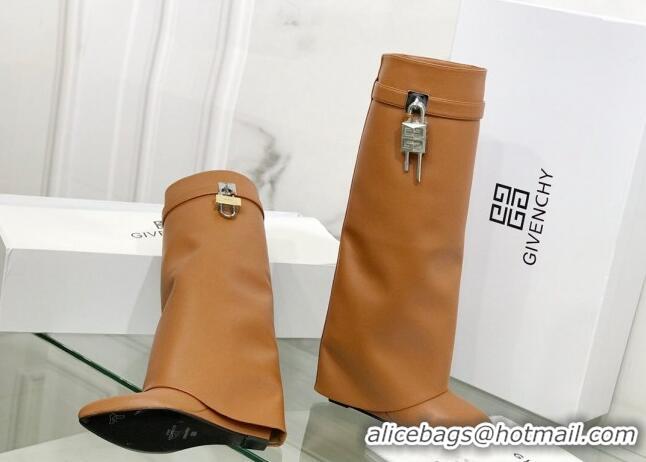 Grade Quality Givenchy Shark Lock Pant Boots in Smooth Box Calfskin Leather 130052 Brown