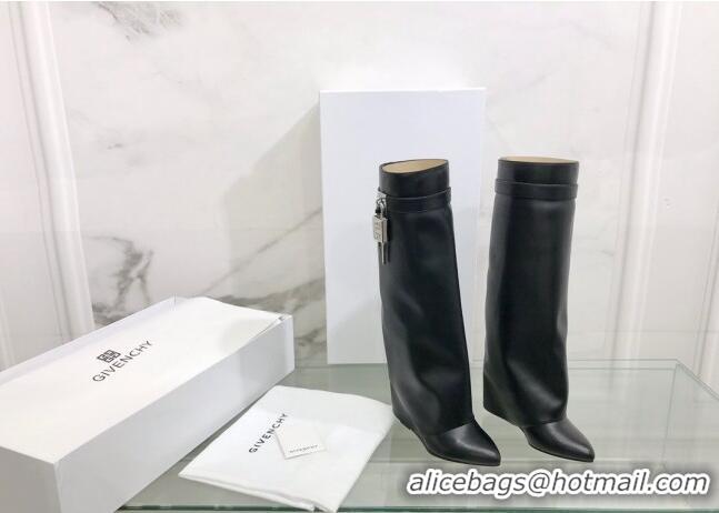 Sumptuous Givenchy Shark Lock Pant Boots in Smooth Box Calfskin Leather 130055 Black