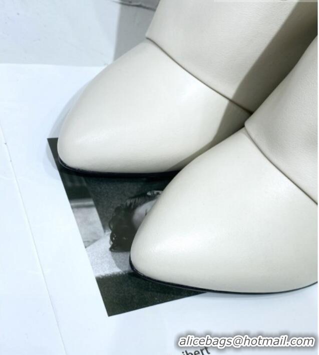 Best Grade Givenchy Shark Lock Pant Boots in White Smooth Box Calfskin Leather 130056