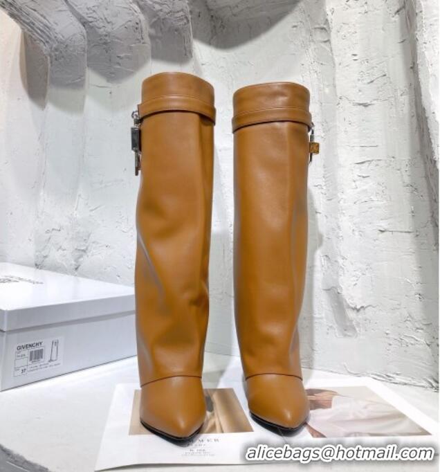 Hot Style Givenchy Shark Lock Pant Boots in Brown Smooth Box Calfskin Leather 130057