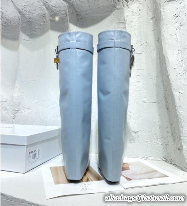 Charming Givenchy Shark Lock Pant Boots in White Blue Smooth Box Calfskin Leather 130058