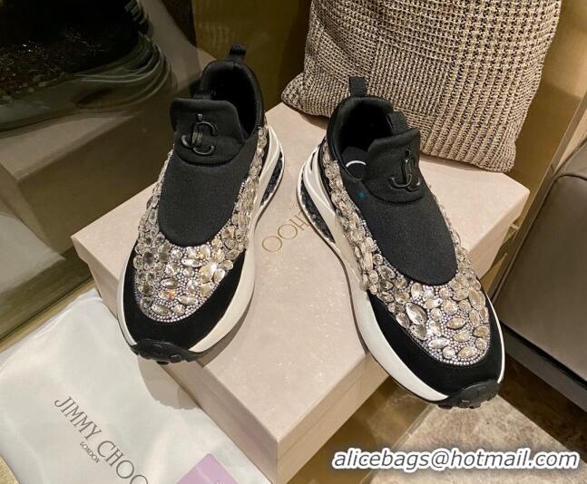 Luxury Jimmy Choo Lycra Crystal Sneakers Black 11658