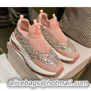 Low Price Jimmy Choo Lycra Crystal Sneakers 11658 Pink