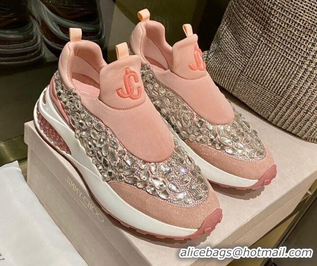 Low Price Jimmy Choo Lycra Crystal Sneakers 11658 Pink