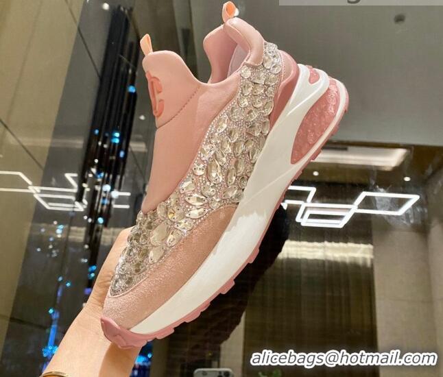 Low Price Jimmy Choo Lycra Crystal Sneakers 11658 Pink