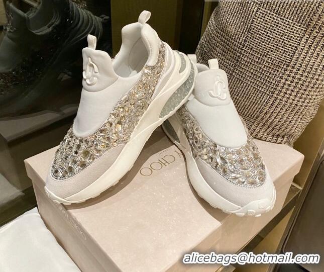 Best Price Jimmy Choo Lycra Crystal Sneakers 11660 White