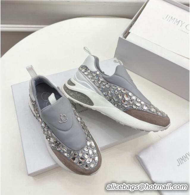 Best Product Jimmy Choo Lycra Crystal Sneakers 11660 Grey