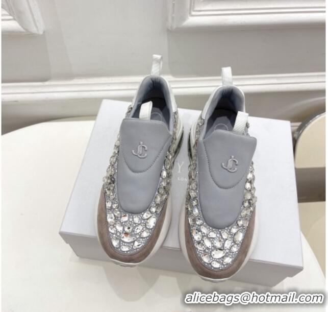 Best Product Jimmy Choo Lycra Crystal Sneakers 11660 Grey