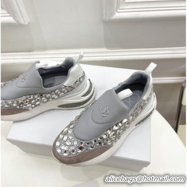 Best Product Jimmy Choo Lycra Crystal Sneakers 11660 Grey