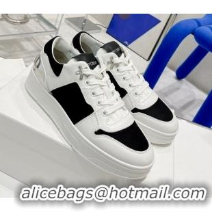 Best Design Jimmy Choo Lycra White Calfskin and Canvas Sneakers Black 11670