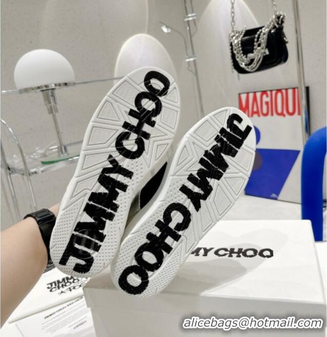 Best Design Jimmy Choo Lycra White Calfskin and Canvas Sneakers Black 11670