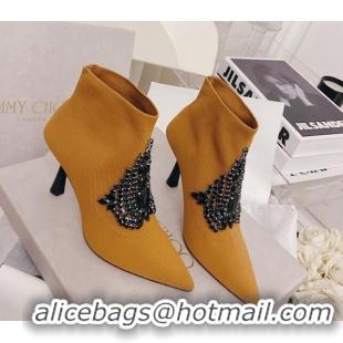 Best Price Jimmy Choo Knit Crystal Ankle Boots 6.5cm Tan Brown/Black 111676