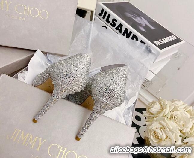 Best Quality Jimmy Choo Crystal Pumps 10cm Silver 111677