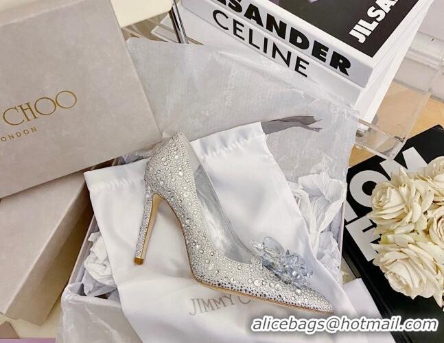 Best Quality Jimmy Choo Crystal Pumps 10cm Silver 111677