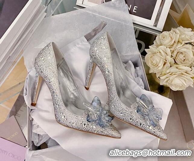 Best Quality Jimmy Choo Crystal Pumps 10cm Silver 111677