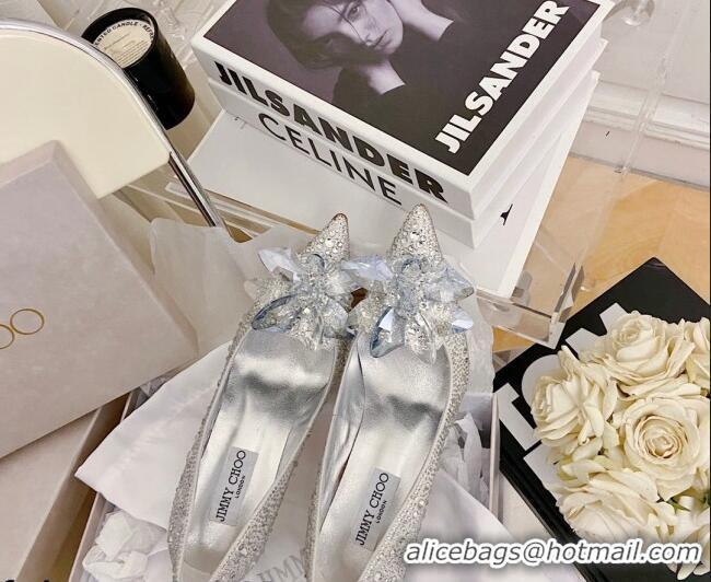 Best Quality Jimmy Choo Crystal Pumps 10cm Silver 111677