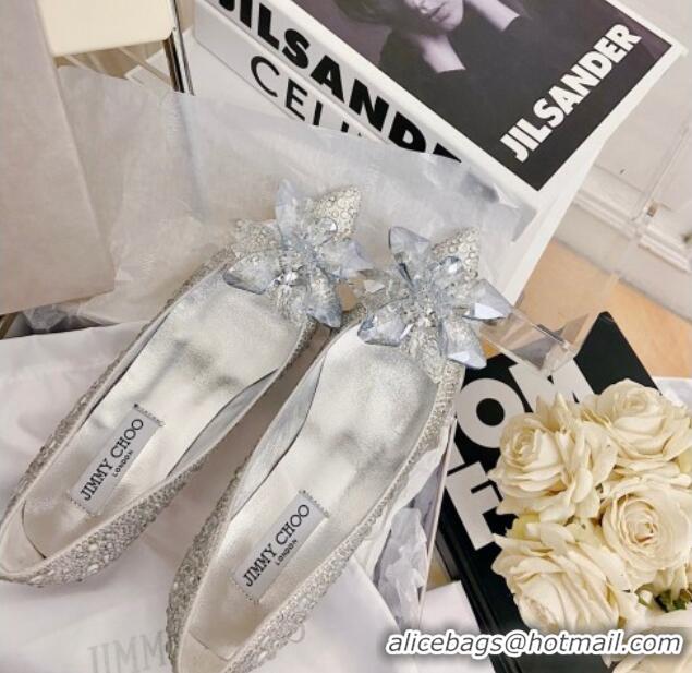 New Style Jimmy Choo Crystal Pumps 6.5cm Silver 111679