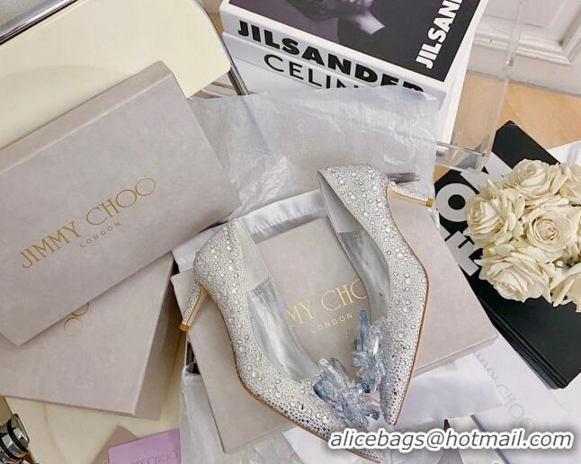 New Style Jimmy Choo Crystal Pumps 6.5cm Silver 111679