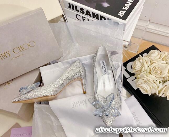 New Style Jimmy Choo Crystal Pumps 6.5cm Silver 111679