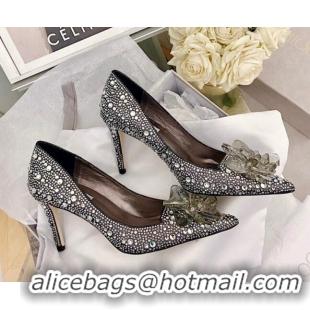 Stylish Jimmy Choo Crystal Pumps 8.5cm Black 111682