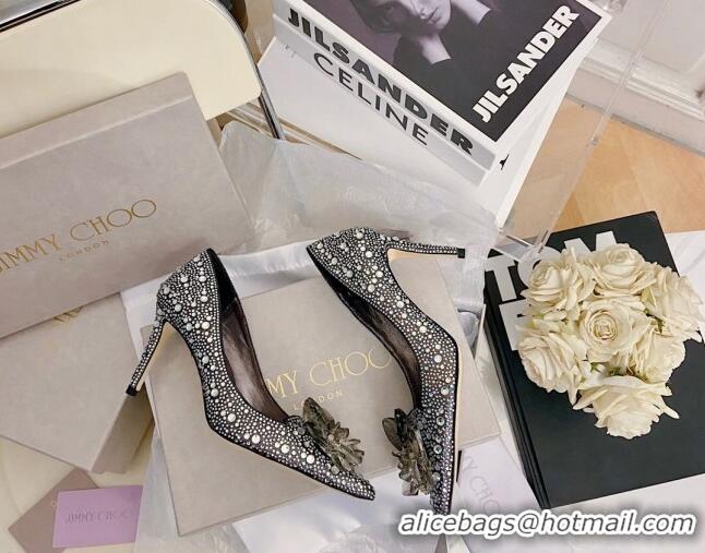 Stylish Jimmy Choo Crystal Pumps 8.5cm Black 111682