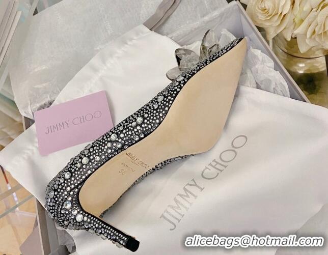 Stylish Jimmy Choo Crystal Pumps 8.5cm Black 111682