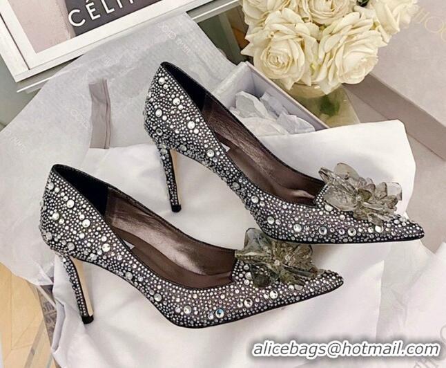 Stylish Jimmy Choo Crystal Pumps 8.5cm Black 111682