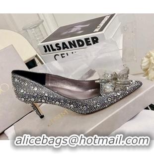 Stylish Jimmy Choo Crystal Pumps 6.5cm Black 111683