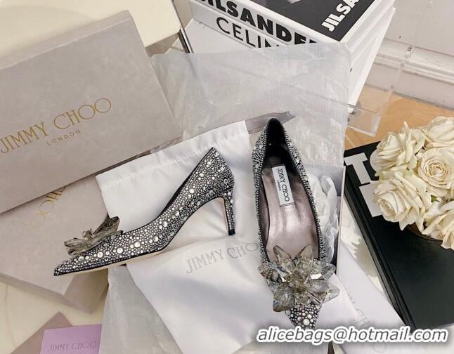 Stylish Jimmy Choo Crystal Pumps 6.5cm Black 111683