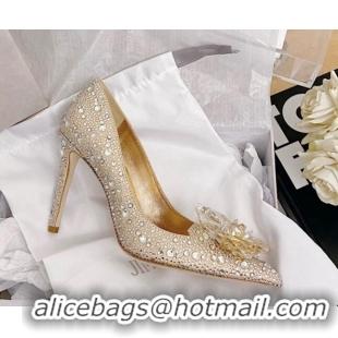 Original Cheap Jimmy Choo Crystal Pumps 10cm Gold 111685