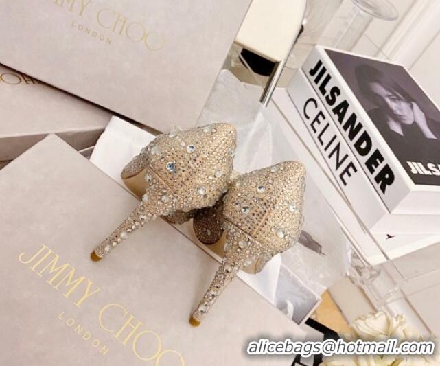 Original Cheap Jimmy Choo Crystal Pumps 10cm Gold 111685