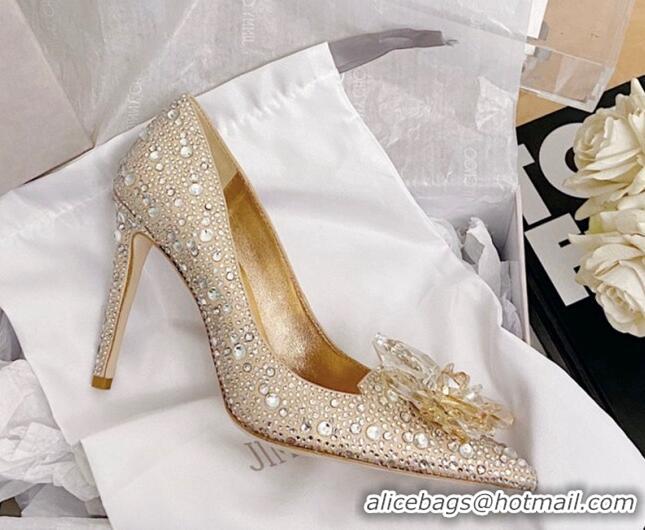 Original Cheap Jimmy Choo Crystal Pumps 10cm Gold 111685