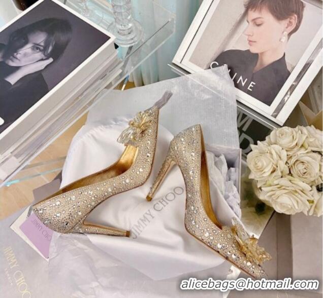 Original Cheap Jimmy Choo Crystal Pumps 10cm Gold 111685