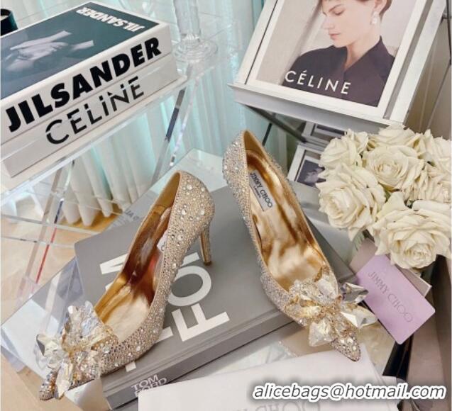 Original Cheap Jimmy Choo Crystal Pumps 10cm Gold 111685