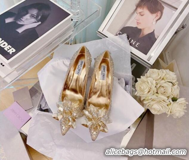 Original Cheap Jimmy Choo Crystal Pumps 10cm Gold 111685