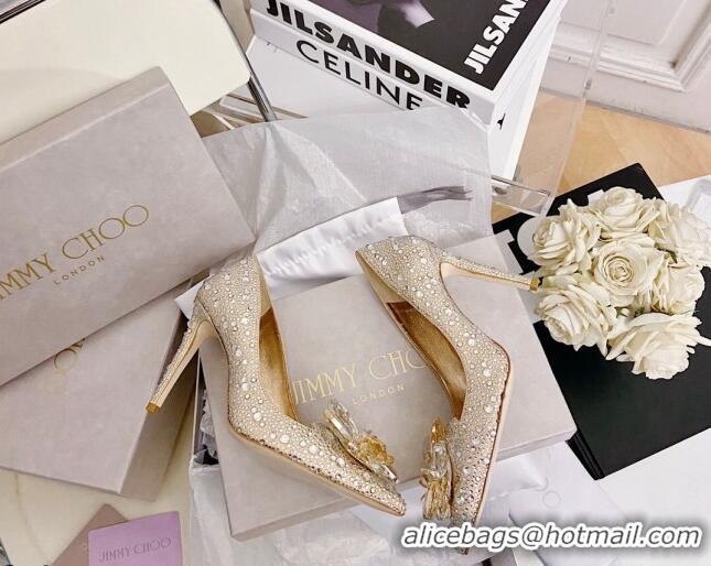 Original Cheap Jimmy Choo Crystal Pumps 10cm Gold 111685