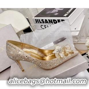 Sumptuous Jimmy Choo Crystal Pumps 8.5cm Gold 111686