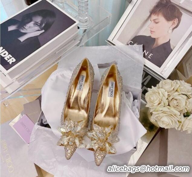 Sumptuous Jimmy Choo Crystal Pumps 8.5cm Gold 111686