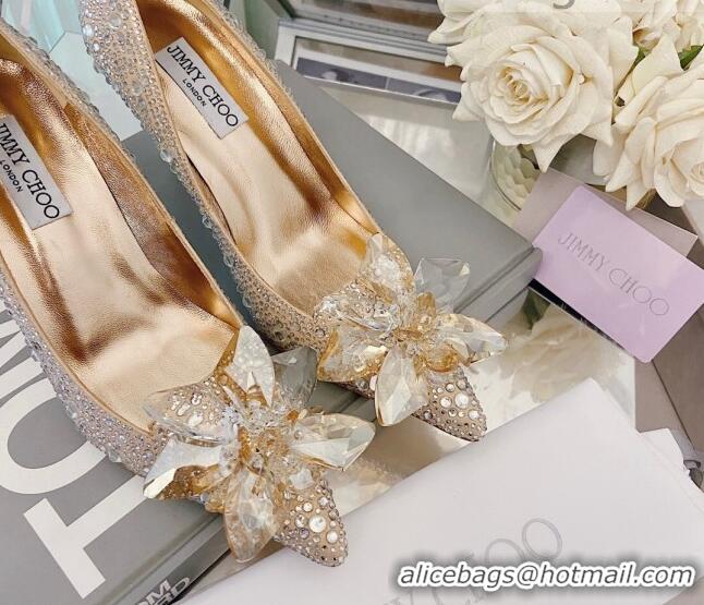 Sumptuous Jimmy Choo Crystal Pumps 8.5cm Gold 111686