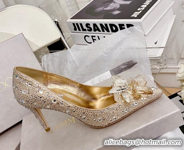 Sumptuous Jimmy Choo Crystal Pumps 8.5cm Gold 111686